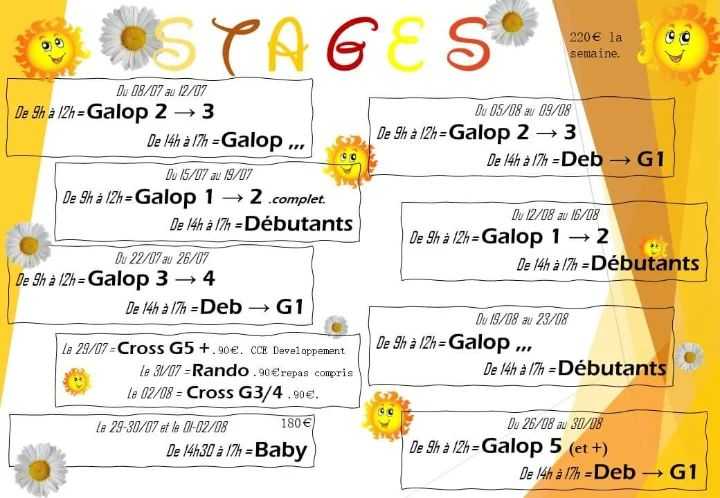 Petite modif sur la semaine du 05 au 09 août…
⚠️ Attention certains n'ont pas vu mais il y a 2 journées Cross d'organisées ! 1 pour les G5 et + dans un nouveau cross et 1 pour les G3/4 qui n'en n'ont jamais fait ! 🪵