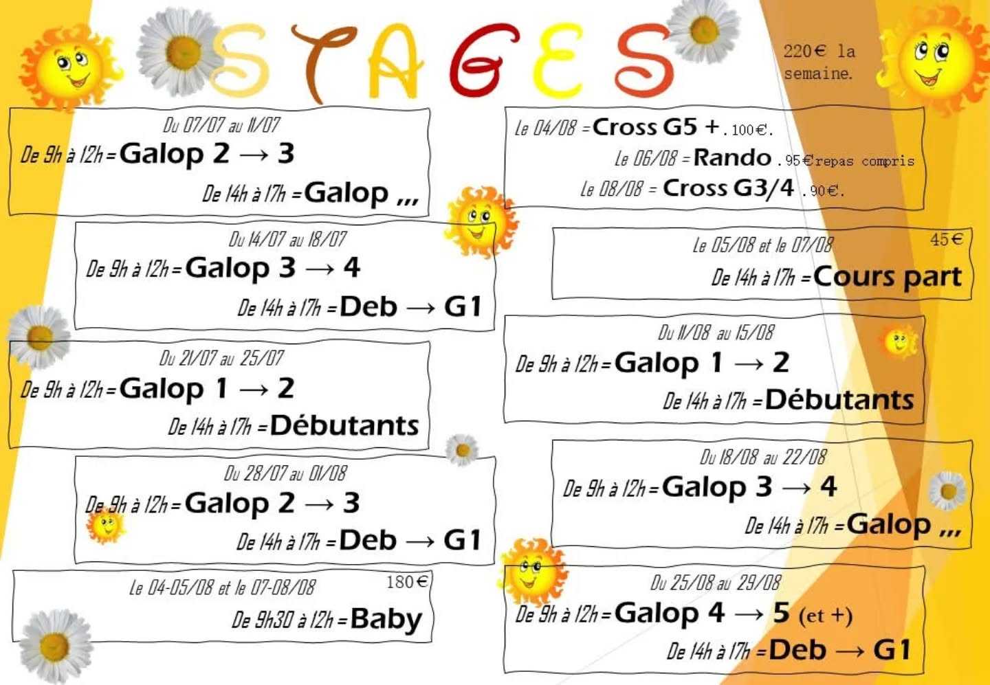 1️⃣ LES INSCRIPTIONS POUR L'ANNÉE 2025-2026 SONT OUVERTES !! Merci de voir en direct avec Laetitia ☺️
2️⃣ Le voilà enfin : le planning des stages d'été ! 📝🐎